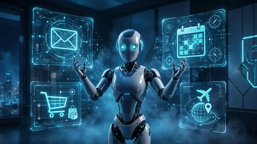 AI Agents in 2026: Automate Everyday Tasks Effortlessly AI agents automating everyday tasks in 2026 with a smart digital dashboard