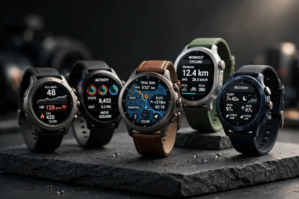 Best Smart Watches in 2026: Which One Is Worth Your Money Best smartwatches 2026 lineup displayed on a dark studio podium