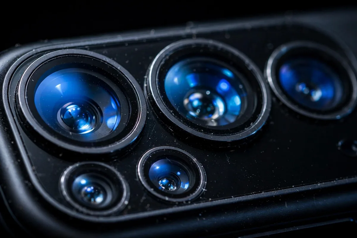Close-up of a smartphone camera lens module