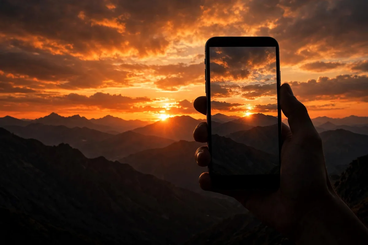 Taking a sunset photo with a camera phone