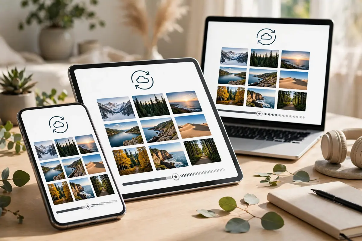 Cloud storage apps 2026 syncing the same photos across phone tablet and laptop