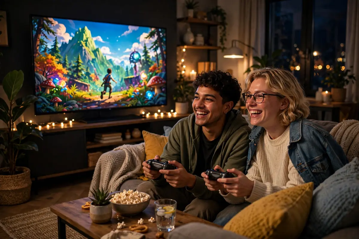 Friends playing free PC games together