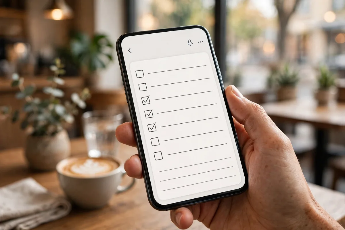 Note-taking app with checklists on a smartphone