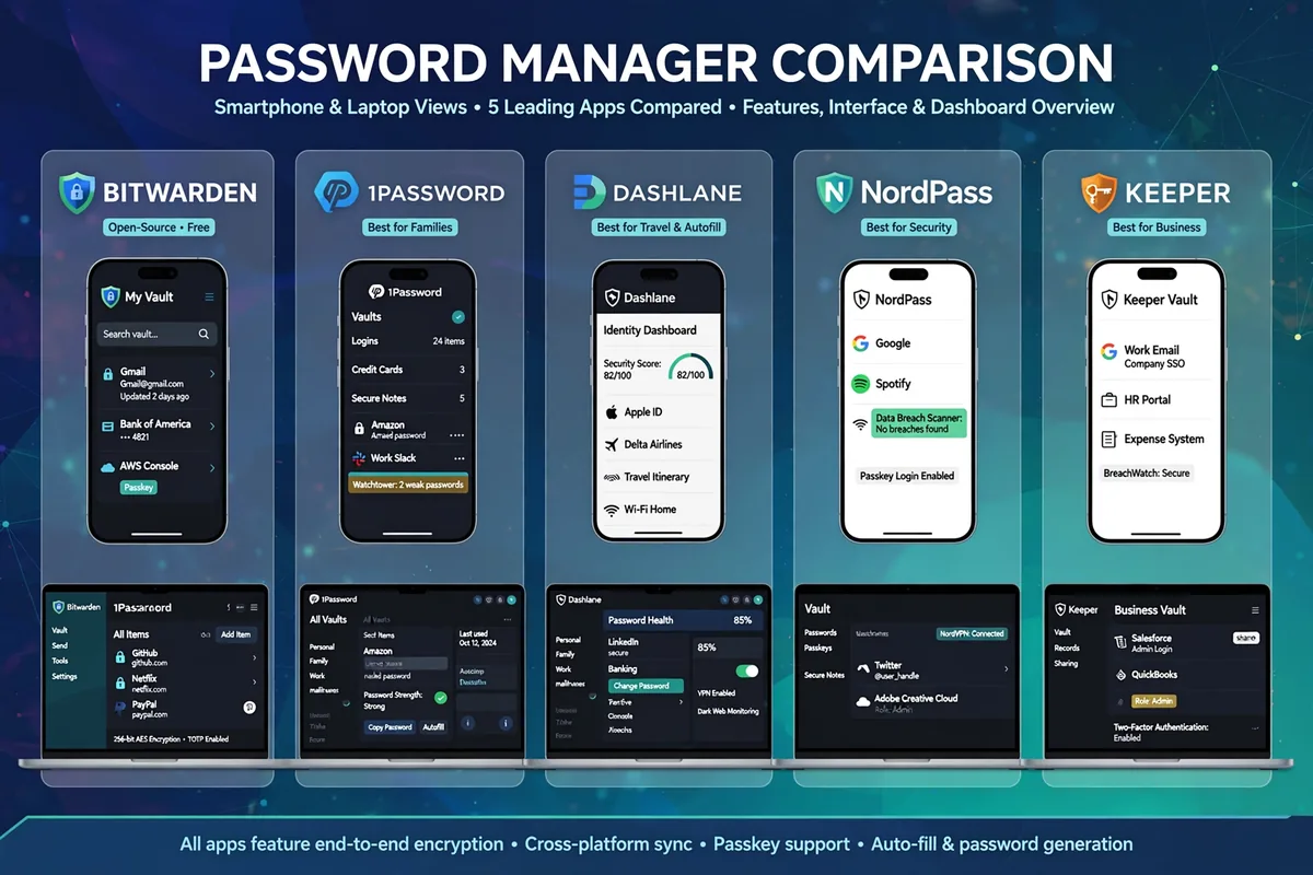 Comparing the best password managers of 2026 side by side