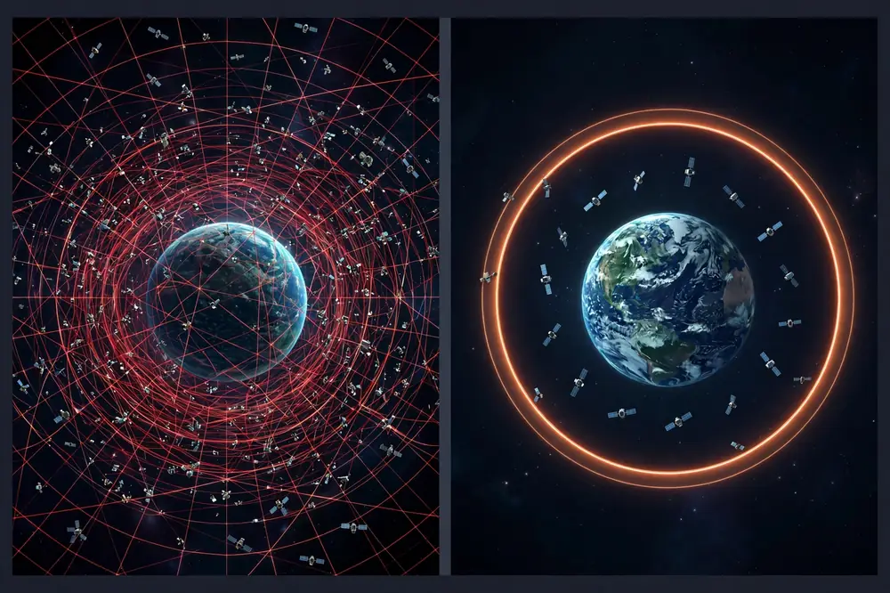 satellite internet 2026: Starlink vs Project Kuiper side-by-side comparison graphic